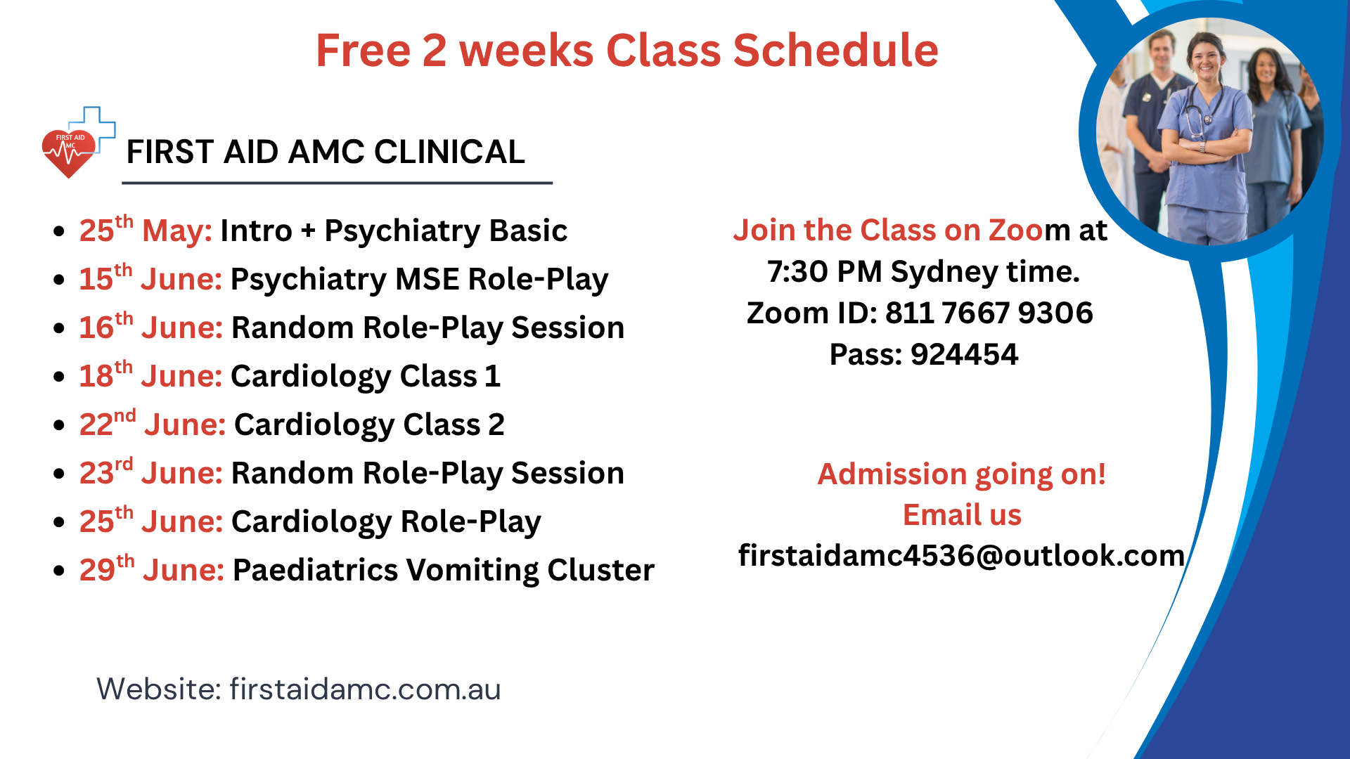 AMC CLINICAL Free 2 Weeks Class Scheudule
