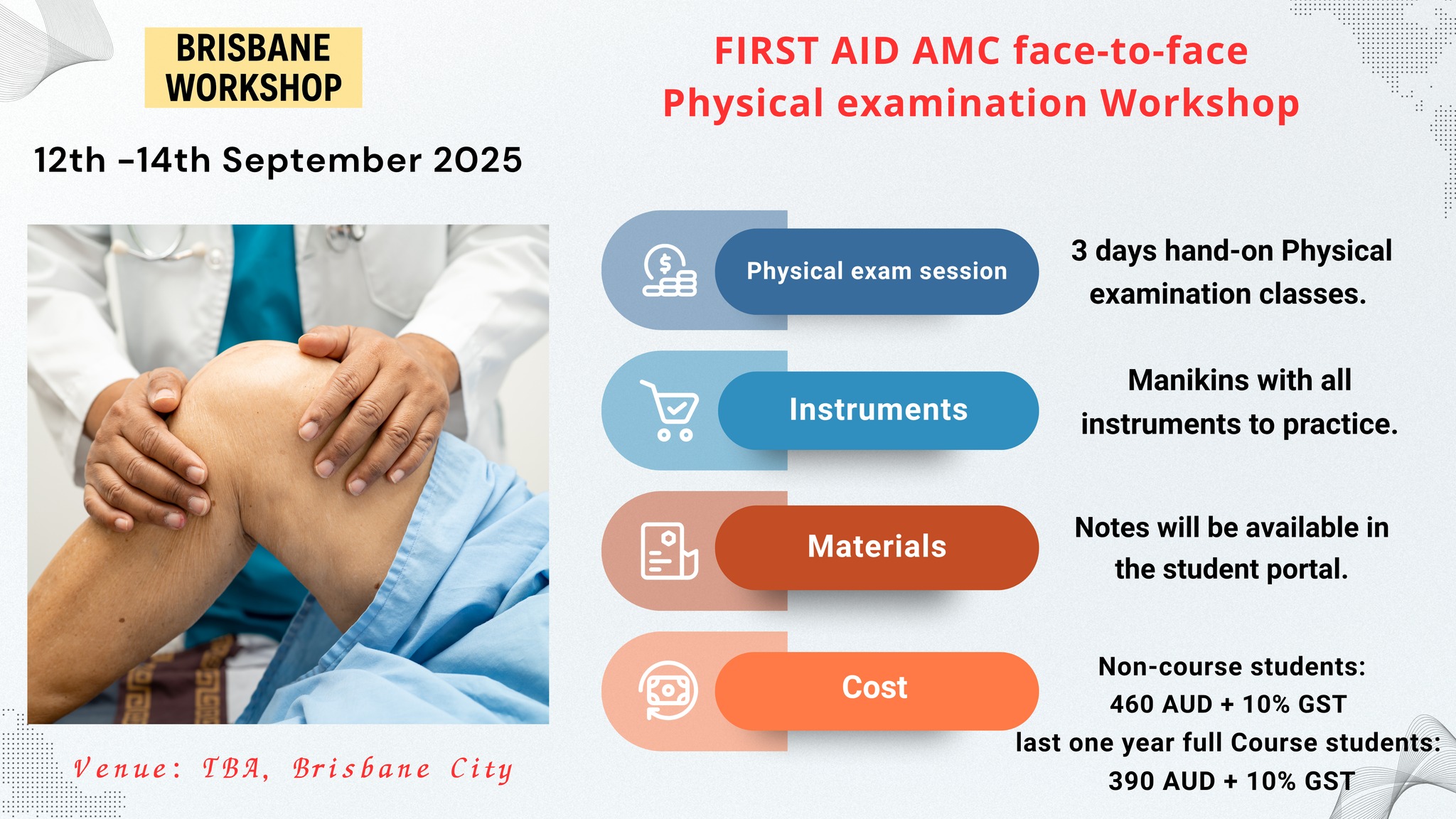Join us for a 3 days Face-to face Physical examination Workshop